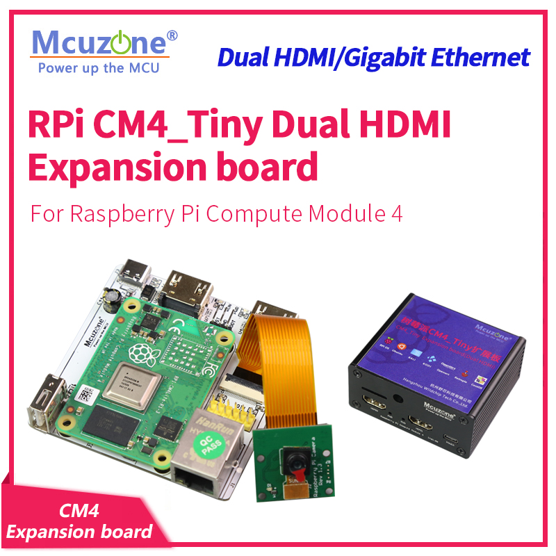 Raspberry Pi Compute Module 4 Dual Camera Board - RPi CM4_Tiny Expansion board, Dual HDMI,Giga